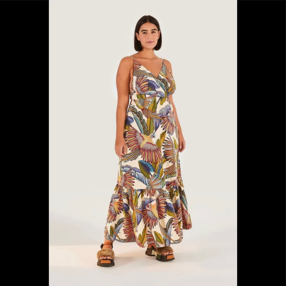 NWT Farm Rio Brazil Free Macaw Print Long Dress Sz M